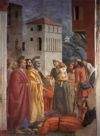 La distribución de los bienes y la muerte de Ananías (Masaccio) (restaurada).