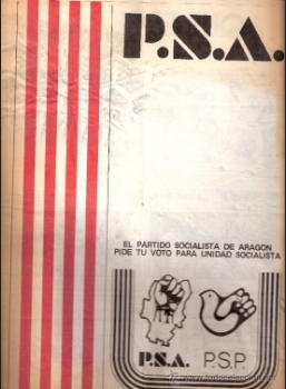 Partido Socialista de Aragón. Partido Socialista Popular.Unidad Socialista.Elecciones 1977.Diptico.jpg
