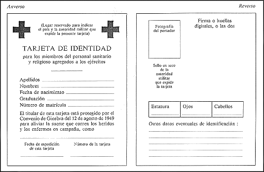 Tarjeta de Identidad del personal sanitario en conflicto bélico