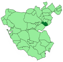 Ubicación de Ubrique en la provincia de Cádiz.