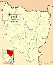 Ubicación de Lastiesas Bajas en la provincia de Huesca