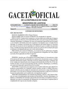 Gaceta Oficial de la República de Cuba 1 de octubre del 2022.jpg