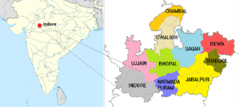 Localización en India y en el estado Madhya Pradesh