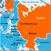 Ubicación de San Petersburgo en Rusia