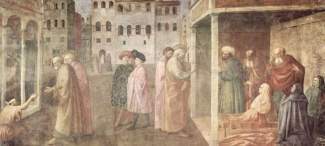 Curación del lisiado y Resurrección de Tabita, (Masolino y Masaccio).