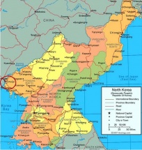 Localización de Sinuiju en Corea del Norte