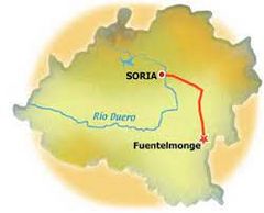 Localización de Fuentelmonge en la provincia de Soria.