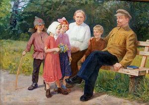 Snopov-lenin-and-krupskaya-with-children-1964.jpg