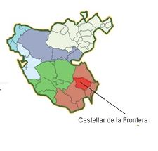 Ubicación de Castellar de la Frontera en la provincia de Cádiz.