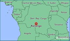 Localización de la ciudad de Kananga en la  República Democrática del Congo