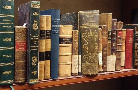 Archivo:Libros de la coleccion biblioteca Patrimonial Recoleta Dominica.jpg