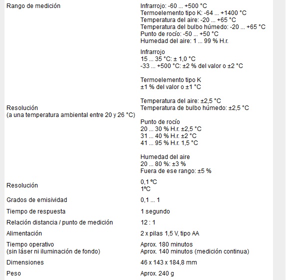 Escáner del punto de rocío PCE-780