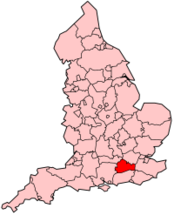 Localización de Surrey en Inglaterra