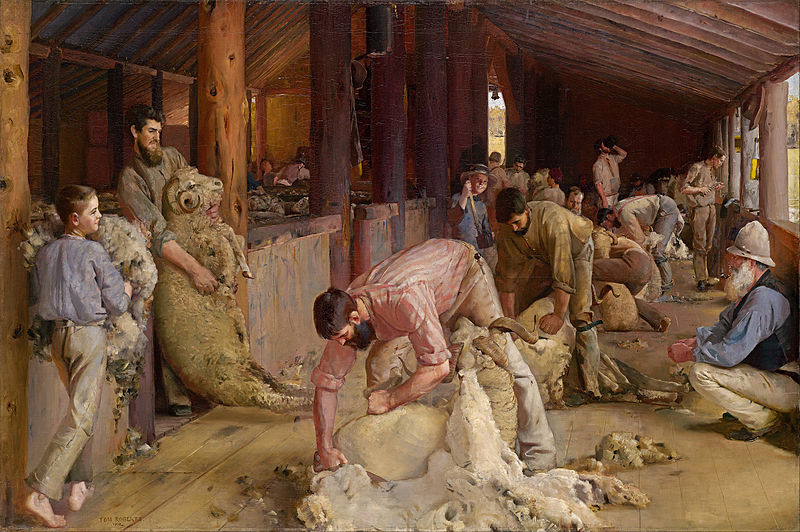 Archivo:Tom Roberts - Shearing the rams - Google Art Project.jpg