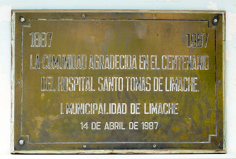 Archivo:Placa en Hospital Santo Tomás, Limache.jpg