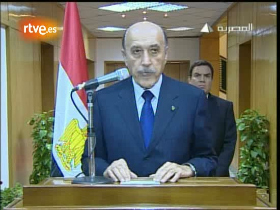 Archivo:Suleiman anuncia caida de Mubarak.jpg