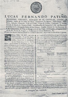 Archivo:Bando de Lucas Fernando Patiño, Capitán general de Aragón.jpg