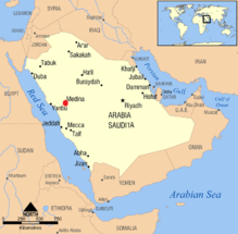 Ubicación de Medina en Arabia Saudita[1]