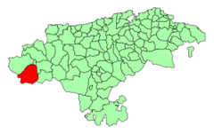 Ubicación de Vega de Liébana en la provincia de Cantabria.