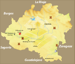 Localización de El Burgo de Osma en la provincia de Soria.