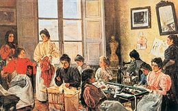 El taller de las modistas, obra de Félix Lafuente Tobeñas (Huesca, 1897).jpg