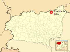 Ubicación de Puebla de Lillo en la provincia de León