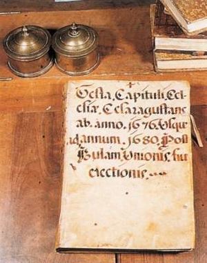 Cabildo catedralicio. Volumen de actas capitulares 1676-80. Archivo capitular de la Seo (Zaragoza).jpg