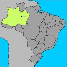 Mapa del estado brasileño de Amazonas con su capital Manaos