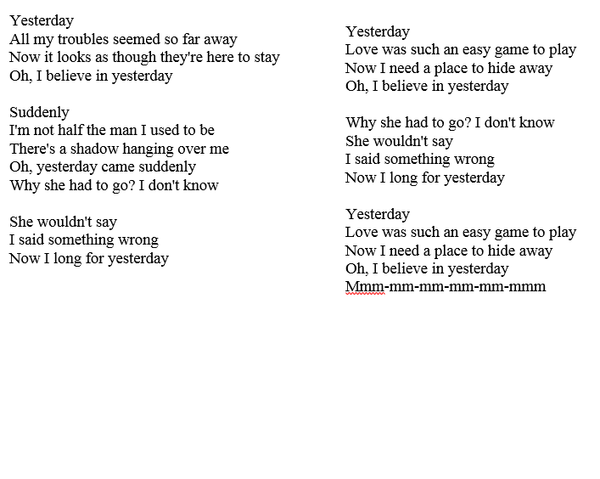Yesterday (canción) - EcuRed