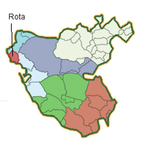 Ubicación de Rota en la provincia de Cádiz.