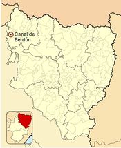 Ubicación de Canal de Berdún en la provincia de Huesca