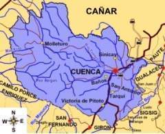Localización de Cuenca, ciudad capital de la Provincia de Azuay