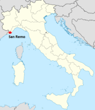 Ubicación de Sanremo en Italia