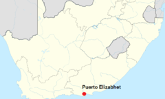 Localización de la ciudad de Puerto Elizabeth en  Sudáfrica