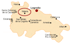 Ubicación de Nájera en La Rioja.