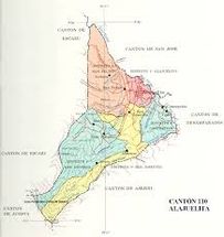 Mapa del cantón de Alajuelita, en el sur de la ciudad de San José