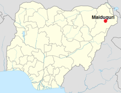 Localización de la ciudad de Maiduguri en Nigeria